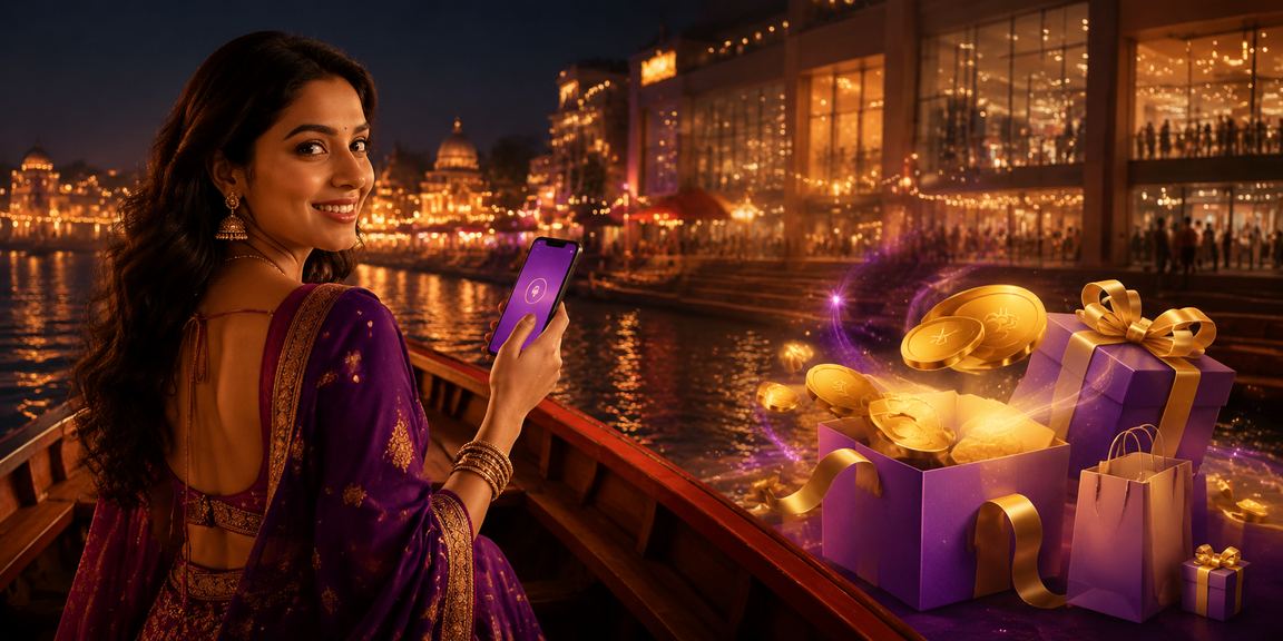 VIP member using mobile payment apps at night in Delhi market